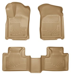 Dodge Durango Floor Liners - Front + Rear - Husky Liners - WeatherBeater - Tan - `11-`13
